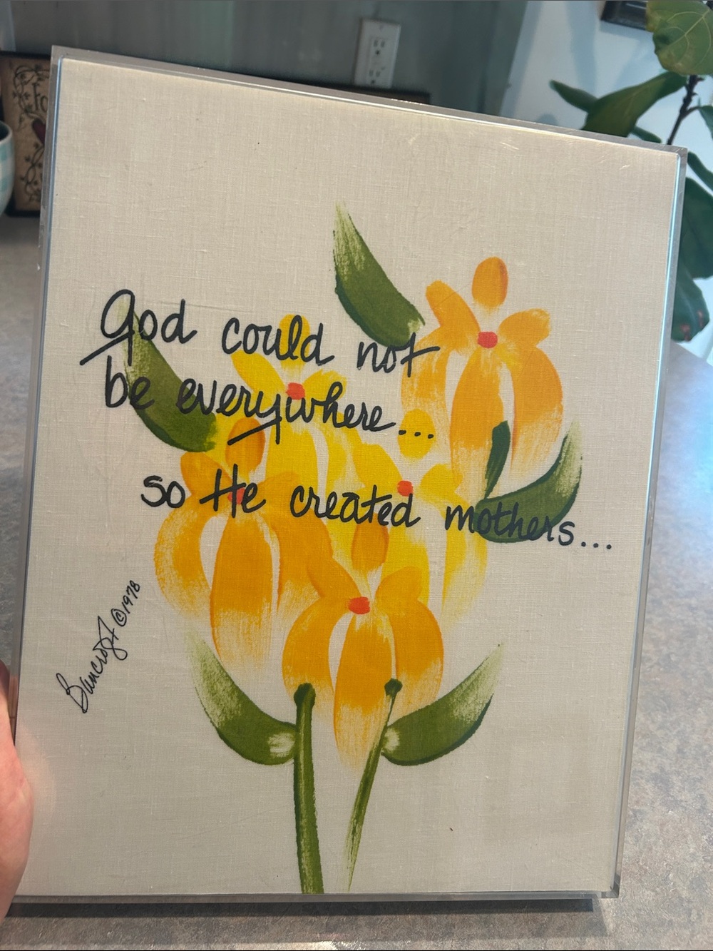 Bancroft designs Yellow Floral Wall Art "God could not be everywhere..."